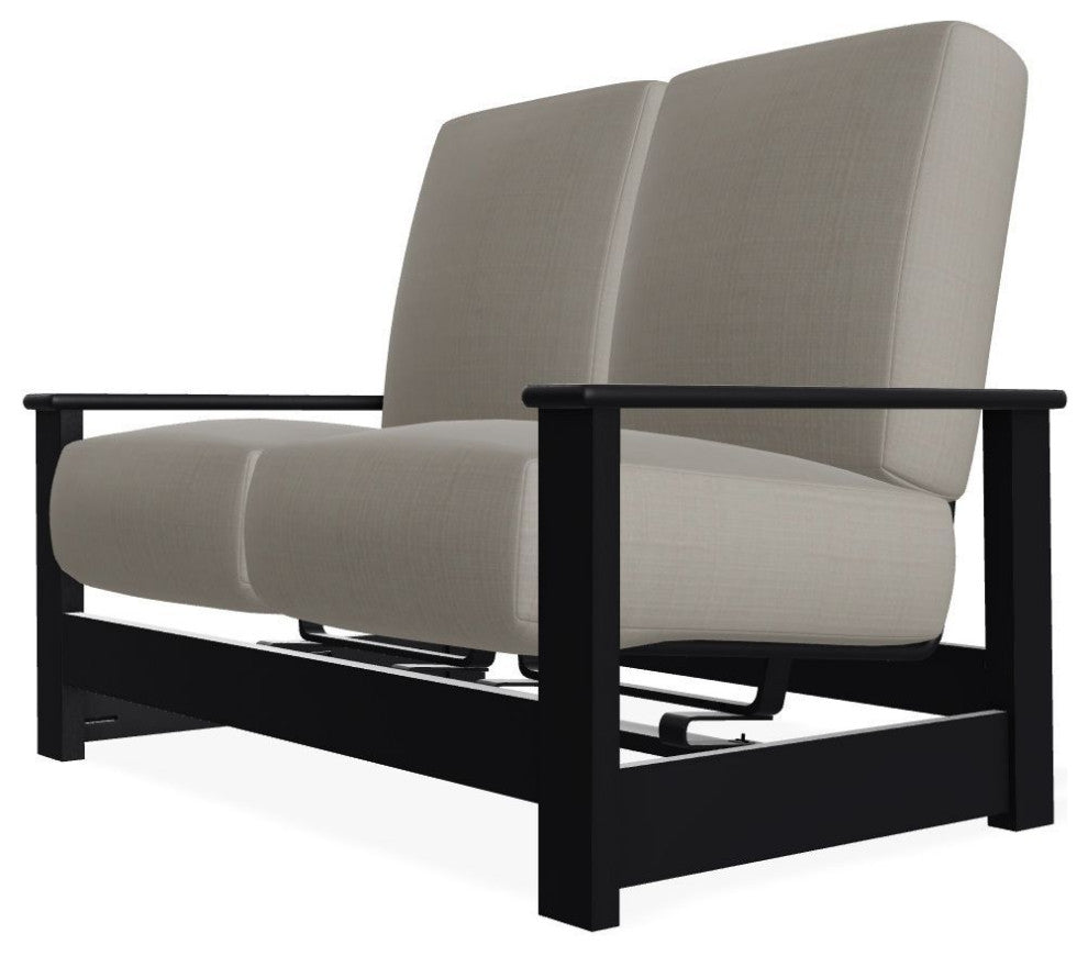 Leeward Deep Seat Outdoor Loveseat with Hidden Motion, Stone Linen/Black