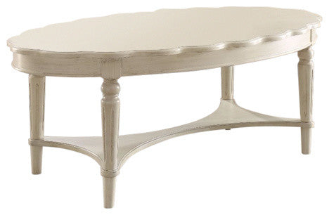 Benzara BM156814 Conventional Coffee Table, Antique White