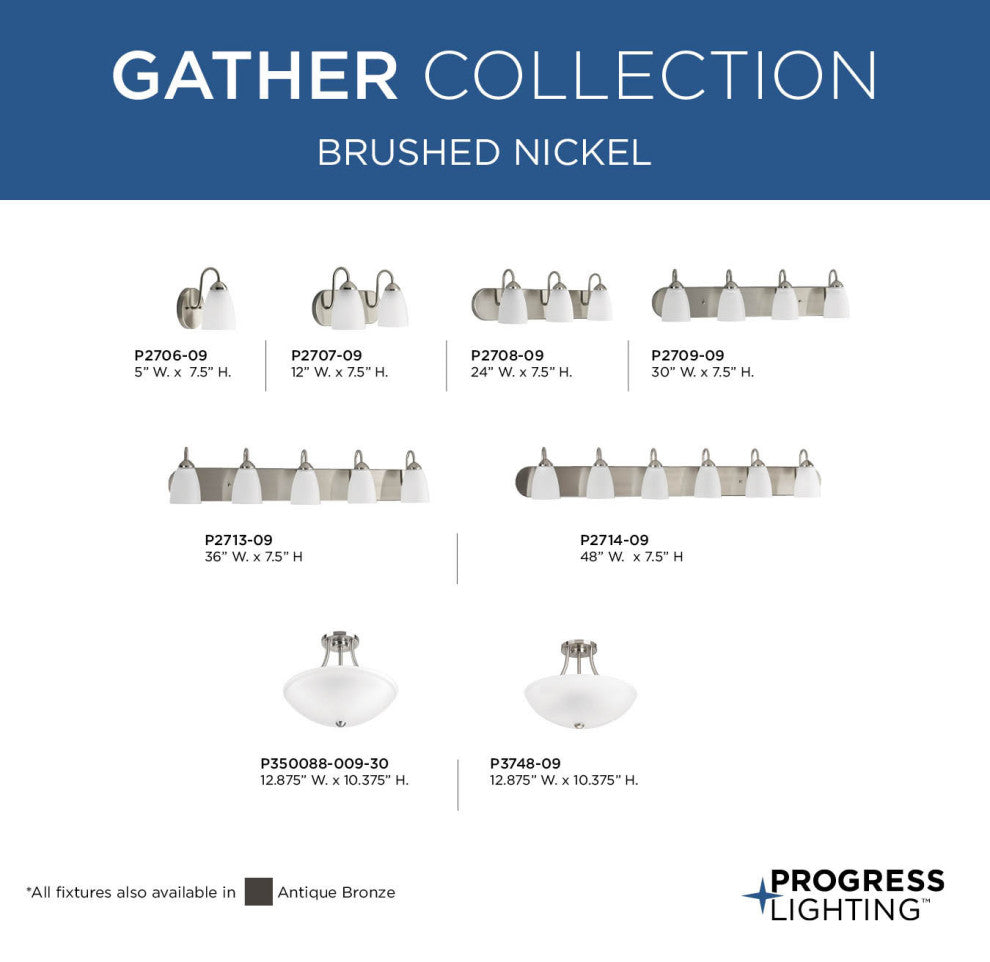 Gather 2-Light Semi-Flush Convertible Light, Brushed Nickel