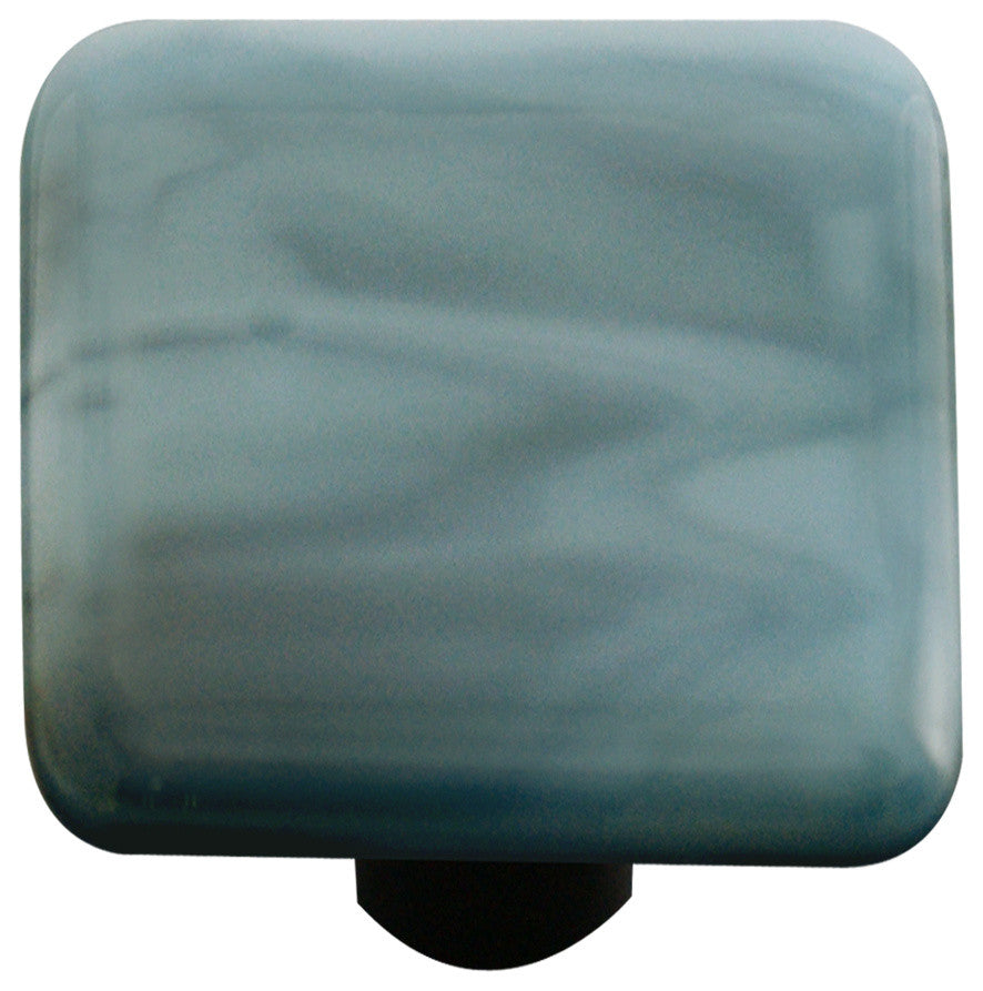 Square Glass Swirl Knob, Powder Blue Swirl