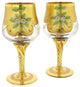 GlassOfVenice Set of Two Murano Glass Wine Glasses 24K Gold Leaf - Transparent