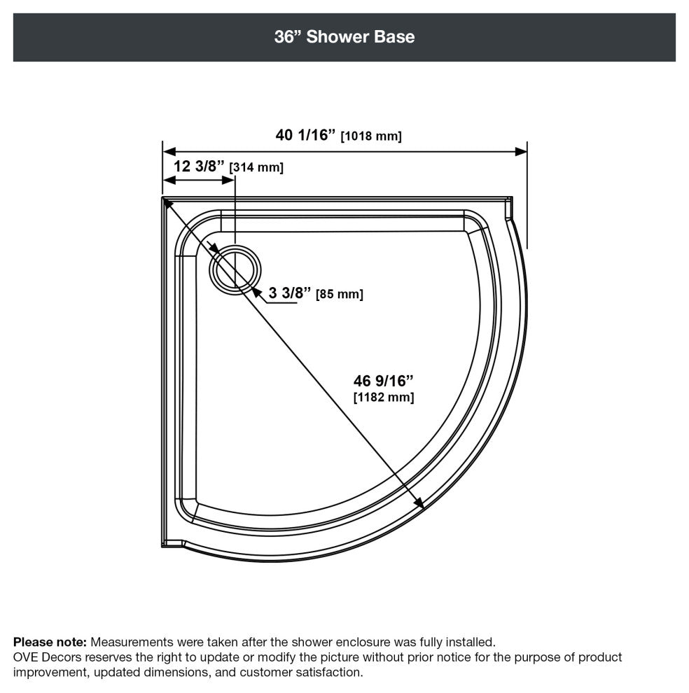 Ove Decors Breeze Shower Kit, Frosted Panels and Base, Satin Nickel, 36"