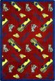 Playful Patterns Rug, Hook and Ladder, 3'10"x5'4", Red
