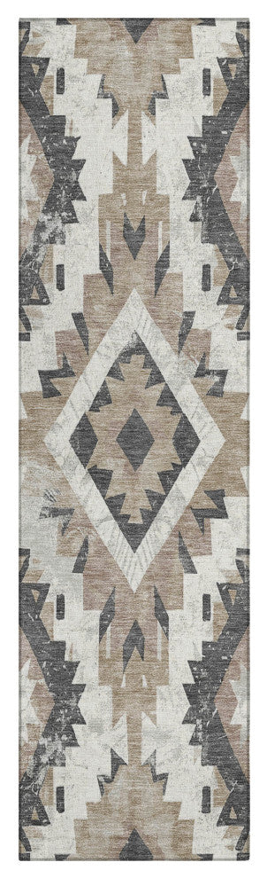 Machine Washable Indoor/Outdoor Chantille ACN1878 Taupe 2'3" x 7'6" Runner Rug