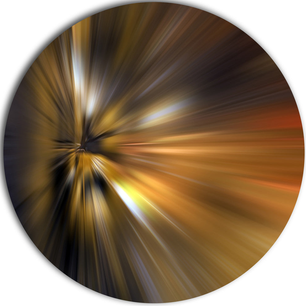 Glowing Brown Focus Light, Abstract Digital Round Wall Art, 38"