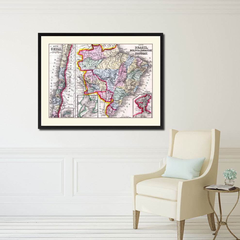 Afghanistan, Persia, Iraq, Iran Map Print On Canvas With Picture Frame 16" X 21"