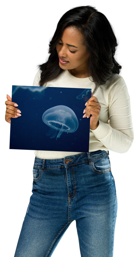 Small Blue Jellyfish Underwater Wildlife Photography Unframed Wall Art Print, 8" X 10"