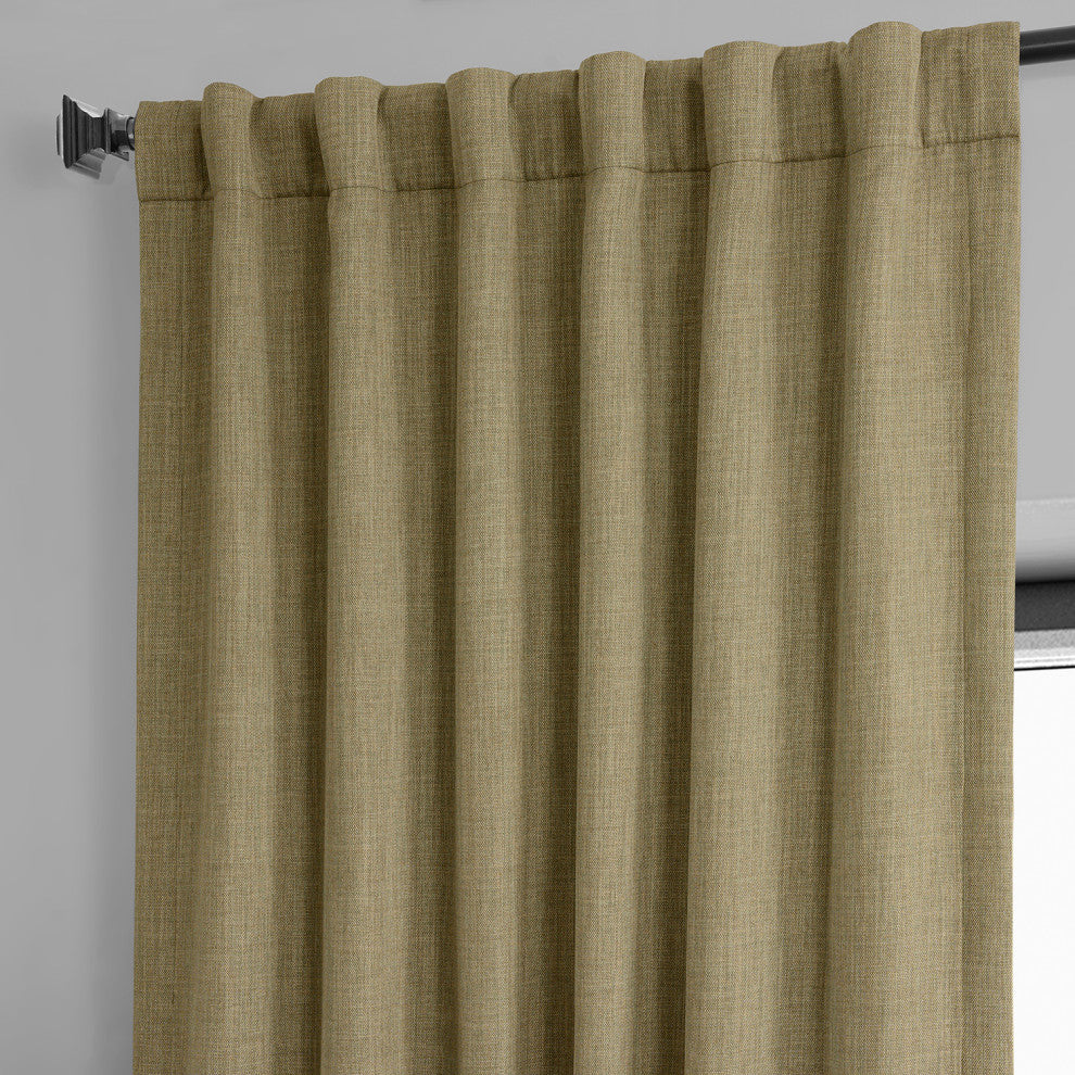 Faux Linen Darkening Curtain Single Panel, Nomad Tan, 50"x84"