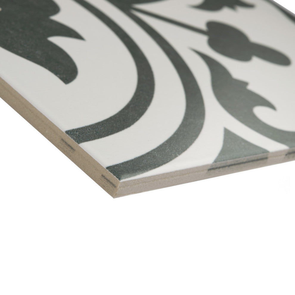 Arte Encaustic Porcelain Floor and Wall Tile, White