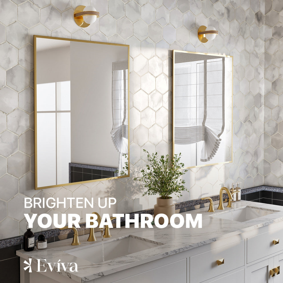 Eviva Gold 24" x 30" Rectangular Gold Metal Framed Mirror