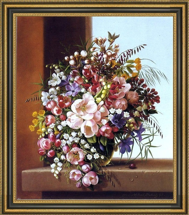 Adelheid Dietrich Flowers in a Glass Bowl Framed Premium Canvas Print, 16"x20"