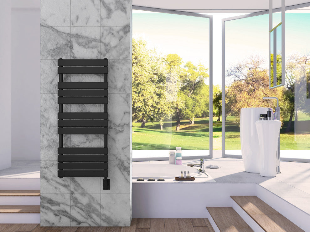 Minos Wall Mounted Electric Towel Warmer, Black