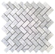 Pattern Polished Tile, Carrara White Herringbone, 10 Sq. ft., 1"x2"