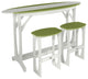 Shoreline 3-Piece Bar Height Balcony Set, White and Palm Green
