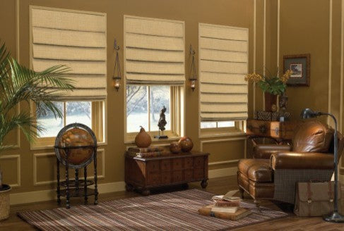 Deluxe Roman Shades Plain Fold, 24Wx92H Captiva Seaport