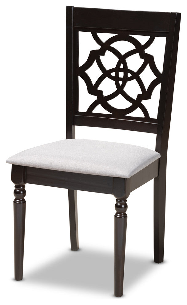 Hailee Gray Fabric Upholstered Espresso Brown Wood Dining Chair Set of 4