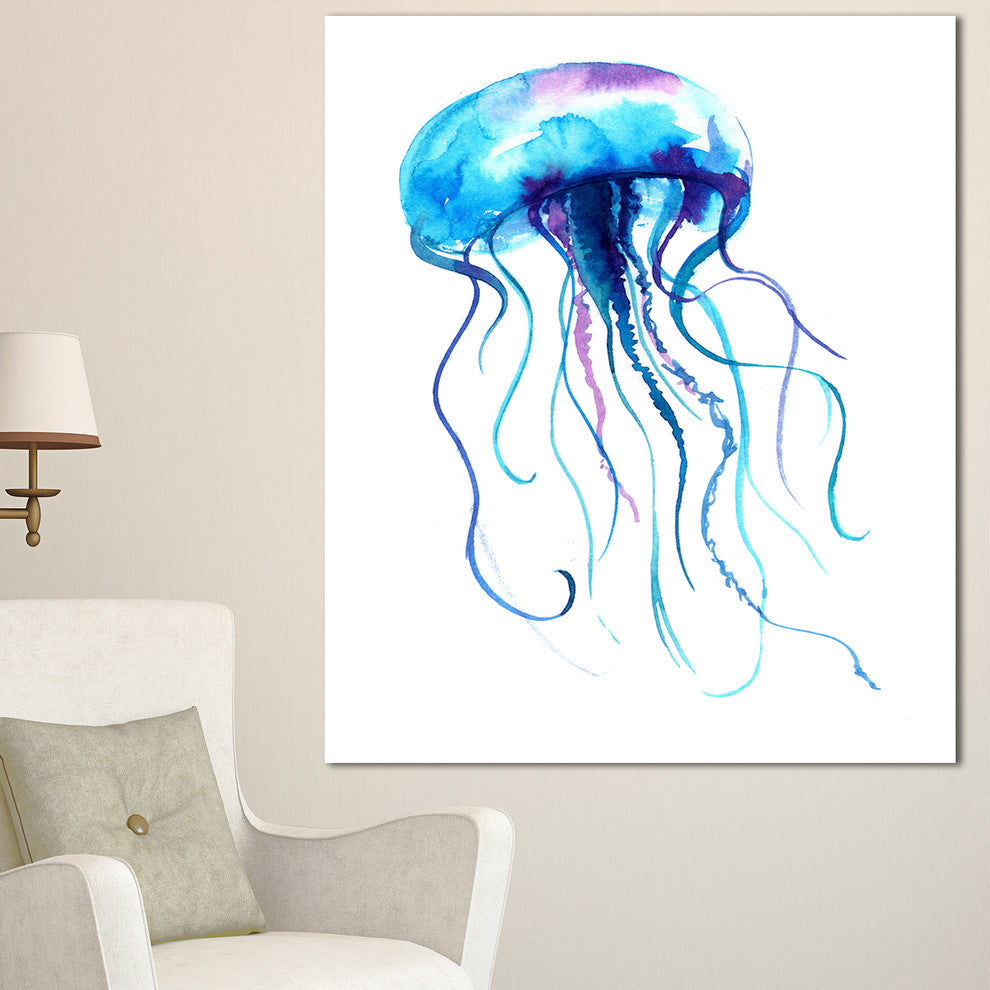 Large Light Blue Jellyfish, Animal Canvas Art Print, 30"x40"