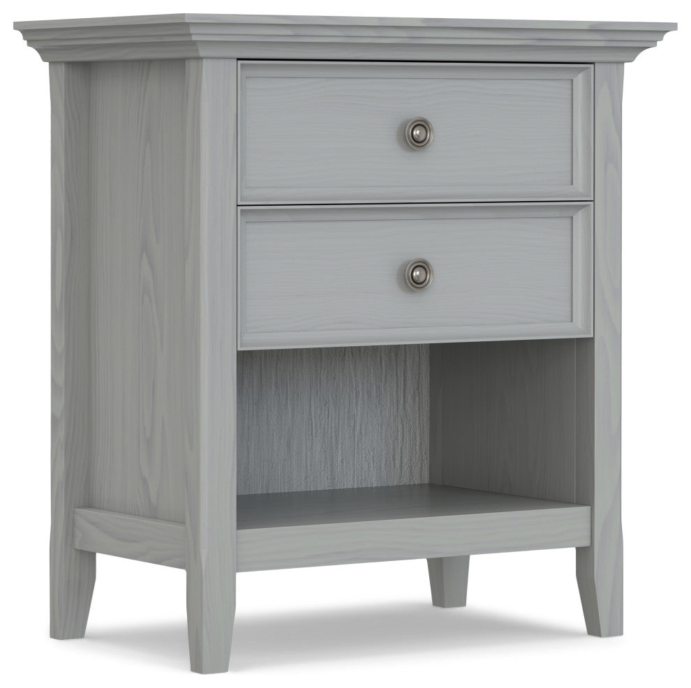 Amherst Solid Wood Bedside Table, Fog Grey