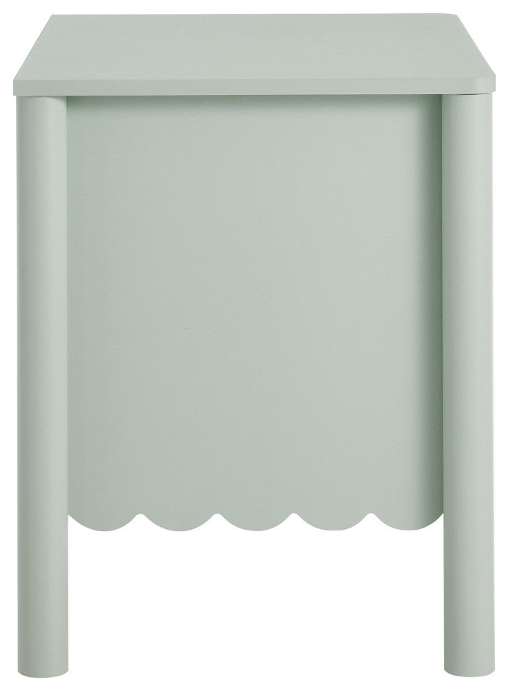 Emmeline Scalloped 2-Drawer Nightstand, Sage