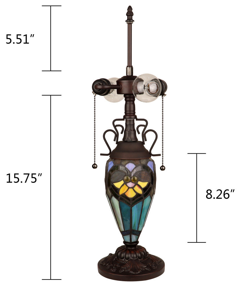 Kendall Tiffany 3-Light Victorian Doublelit Table Lamp 16" Shade