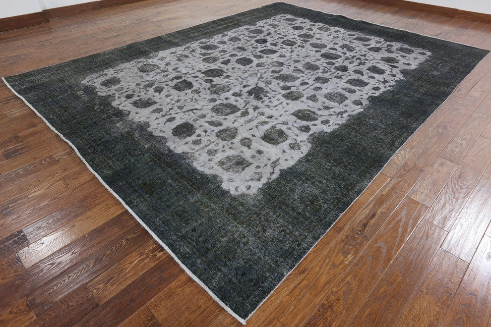 Blue Overdyed Hand-Knotted Wool Rug, 10'x13'