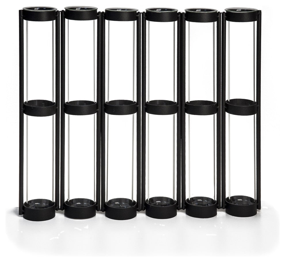 6-Tube Hinged Vases on Rings Stands, Antique Black