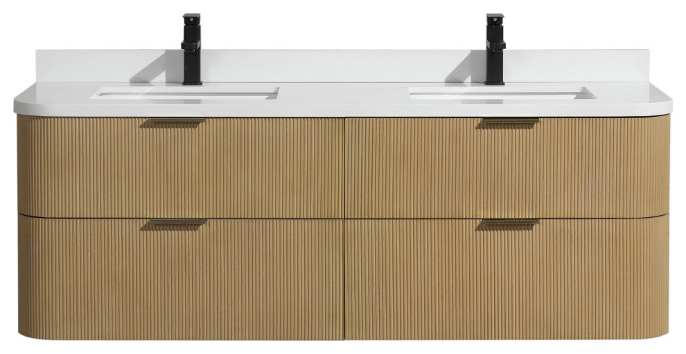 Ari Kitchen and Bath Chantal 60" Floating Bathroom Vanity Oak