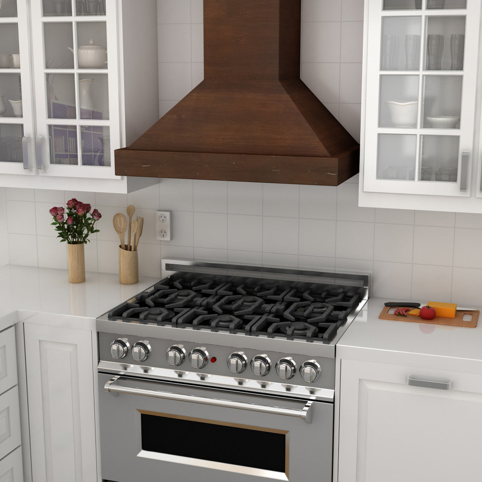 ZLINE 30 in. Wooden Wall Mount Range Hood, Walnut Includes Motor, KBRR-30