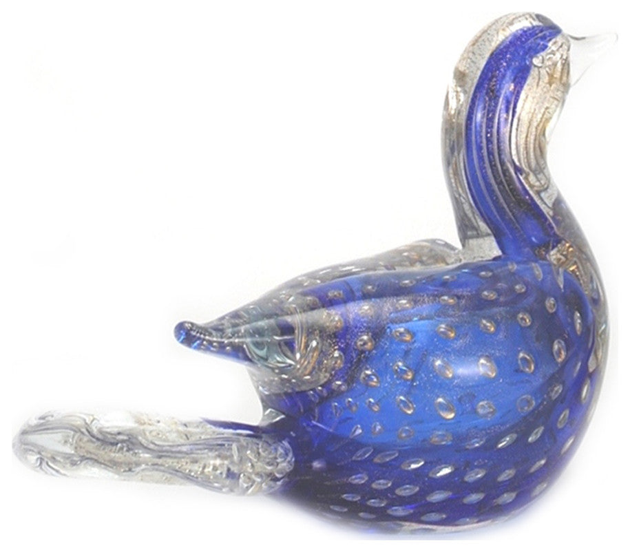Murano Glass Bird Blue Gold