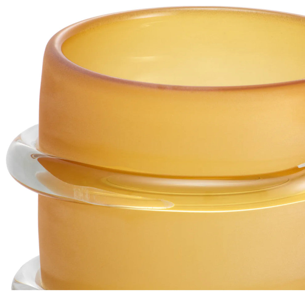 Frosted Yellow Glass Vase, Eichholtz Eliano, Large