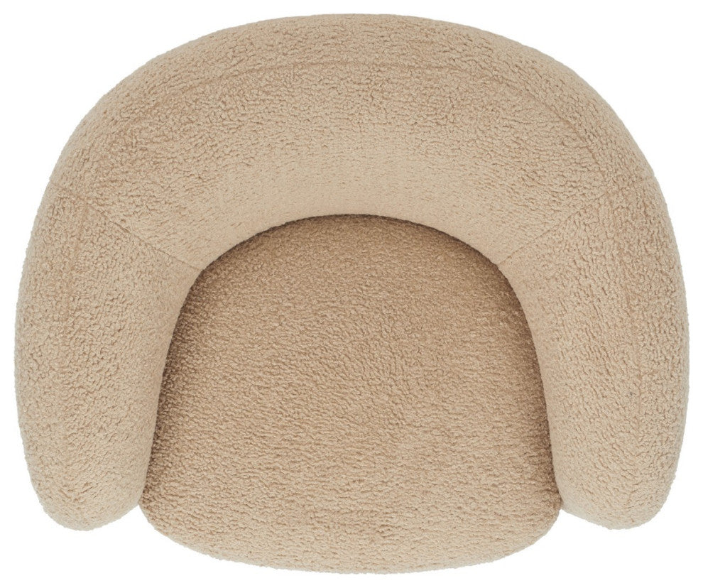 Safavieh Couture Everly Boucle Barrel Back Accent Chair, Light Brown