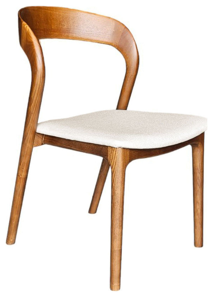 Rotondo Ash Wood Upholstered Dining Chair, Set of 2, Brown