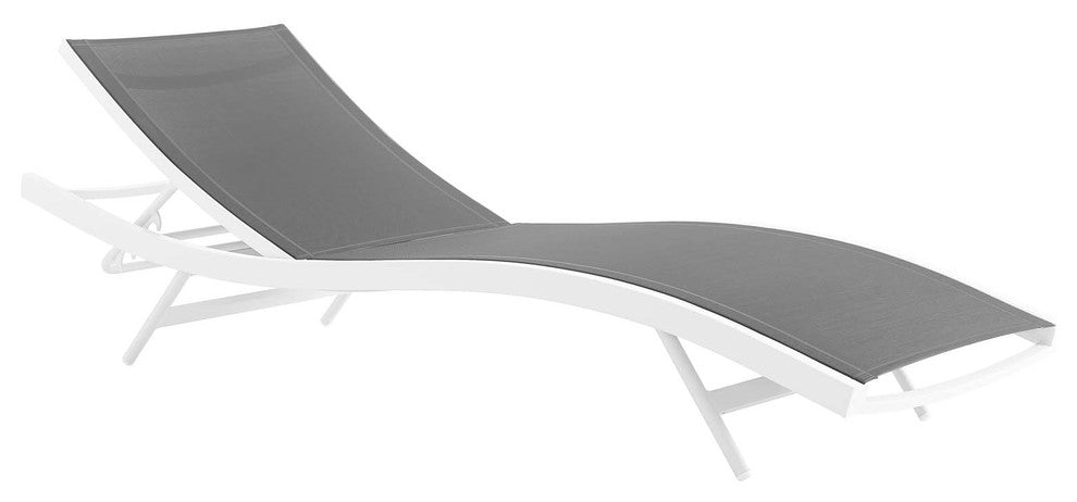 Modern Outdoor Lounge Chair Chaise, Fabric Aluminium, White Gray