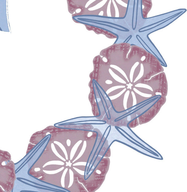 SS Wreath Decorative Holiday Geometric Print Hand Towel, Blue