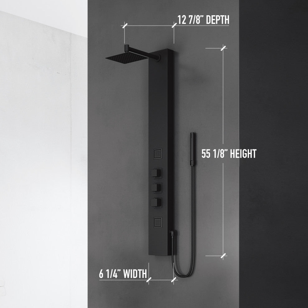 VIGO Rector 2-Jet Shower Panel with Shower Head, Matte Black