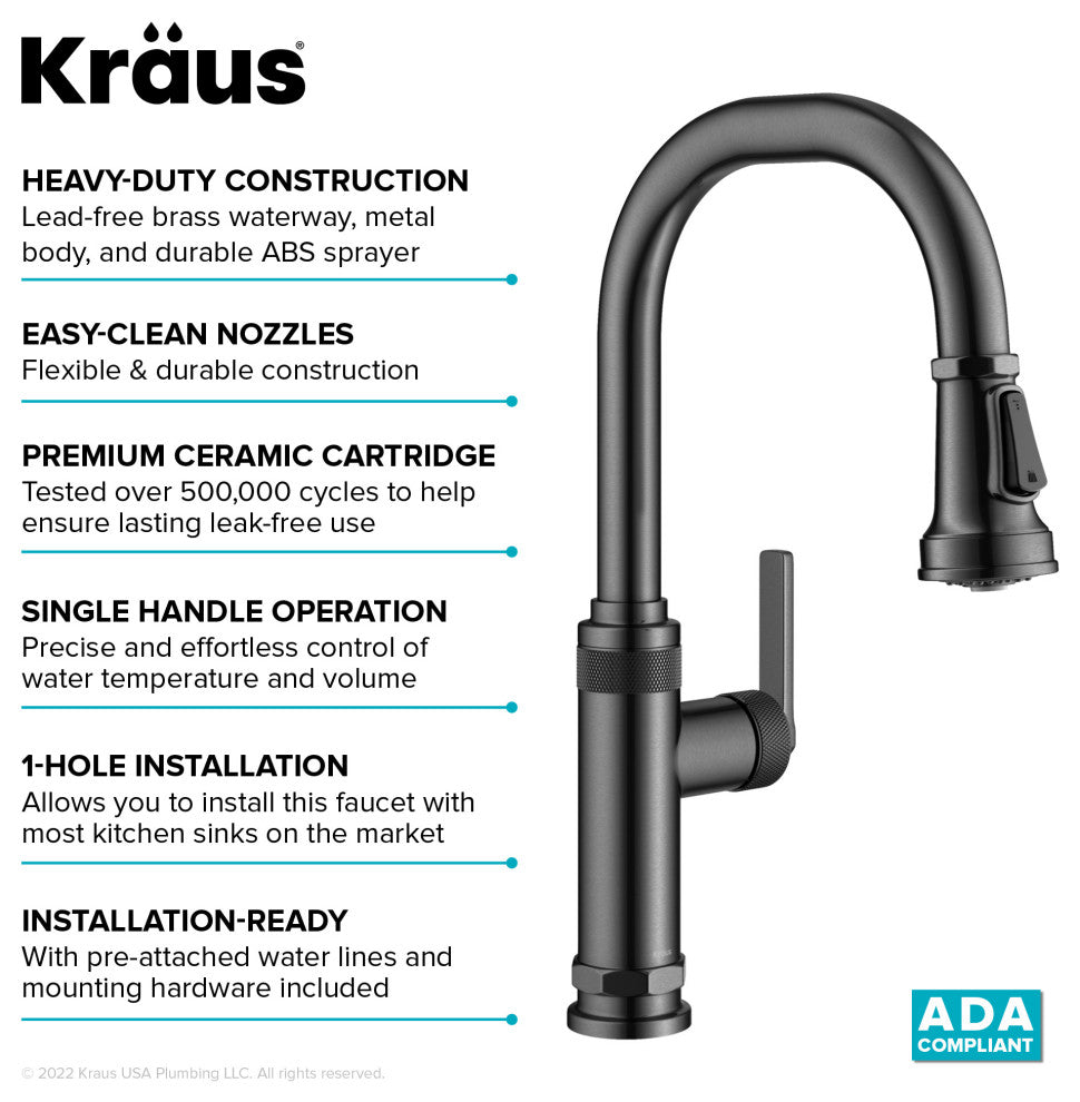 Sellette Pull-Down Kitchen Faucet, Spot Free Black Stainless, Model Kpf-4102sfsb