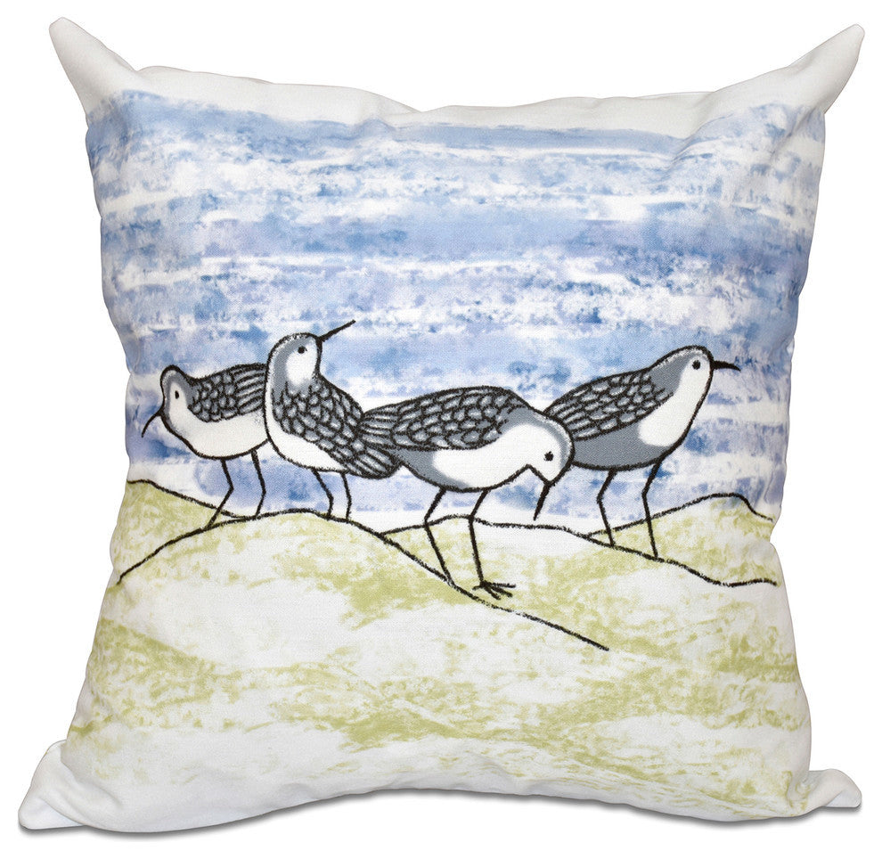 Sandpipers, Animal Print Pillow, Gray, 18"x18"