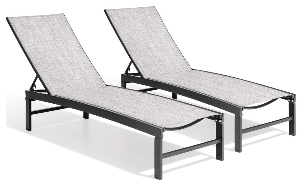 Outdoor Patio Aluminum Adjustable Chaise Lounge Chairs (Set of 2), Earth