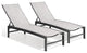 Outdoor Patio Aluminum Adjustable Chaise Lounge Chairs (Set of 2), Earth