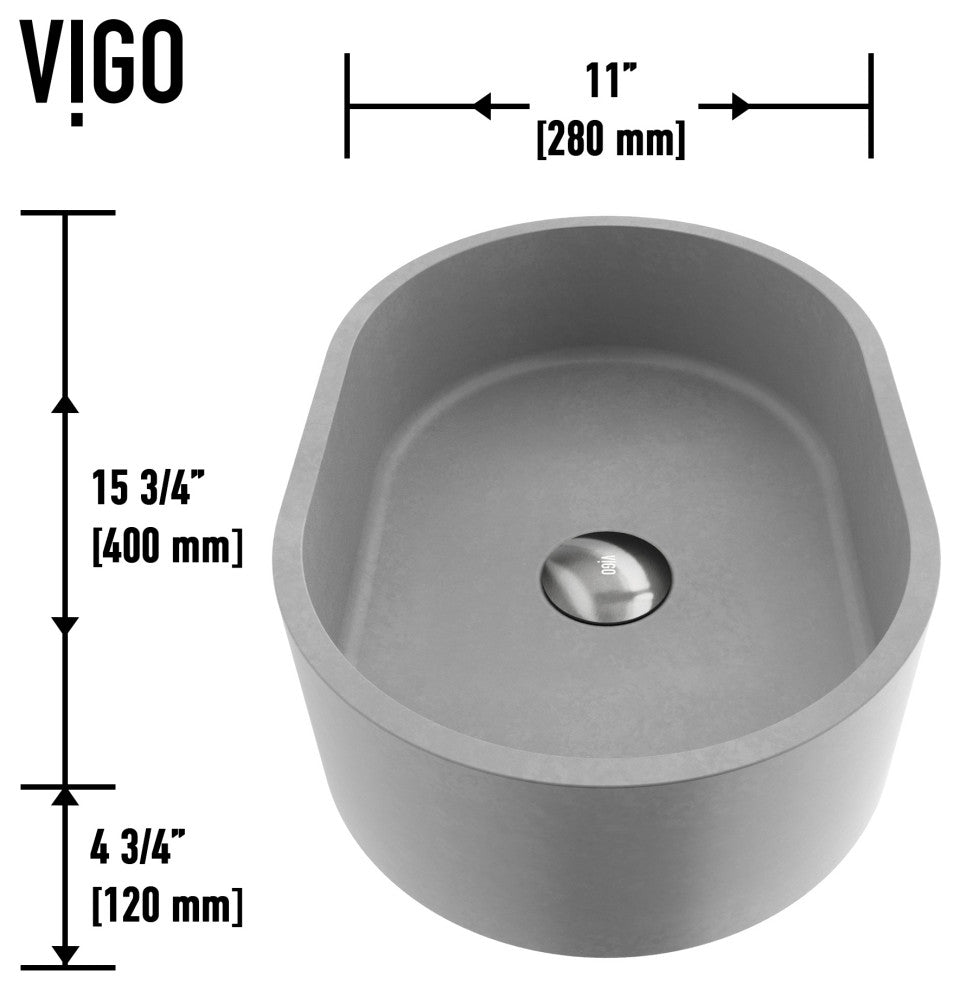 Giralda 16"L x 11"W Concrete Vessel Sink and Lexington 10"H Faucet Set