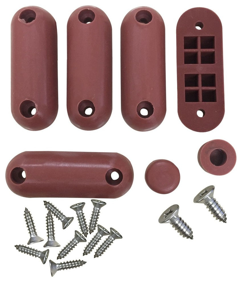 Toilet Seat Bumpers Brown Silicone Pack of 7 (5 Oblong 2 Round) with Screws