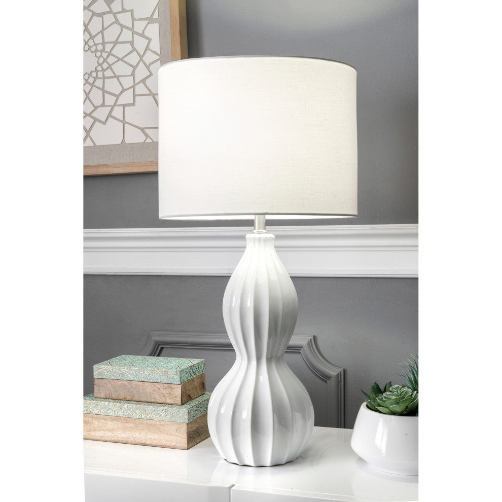 Nuloom 30" Venus Ceramic Linen Shade Table Lamp