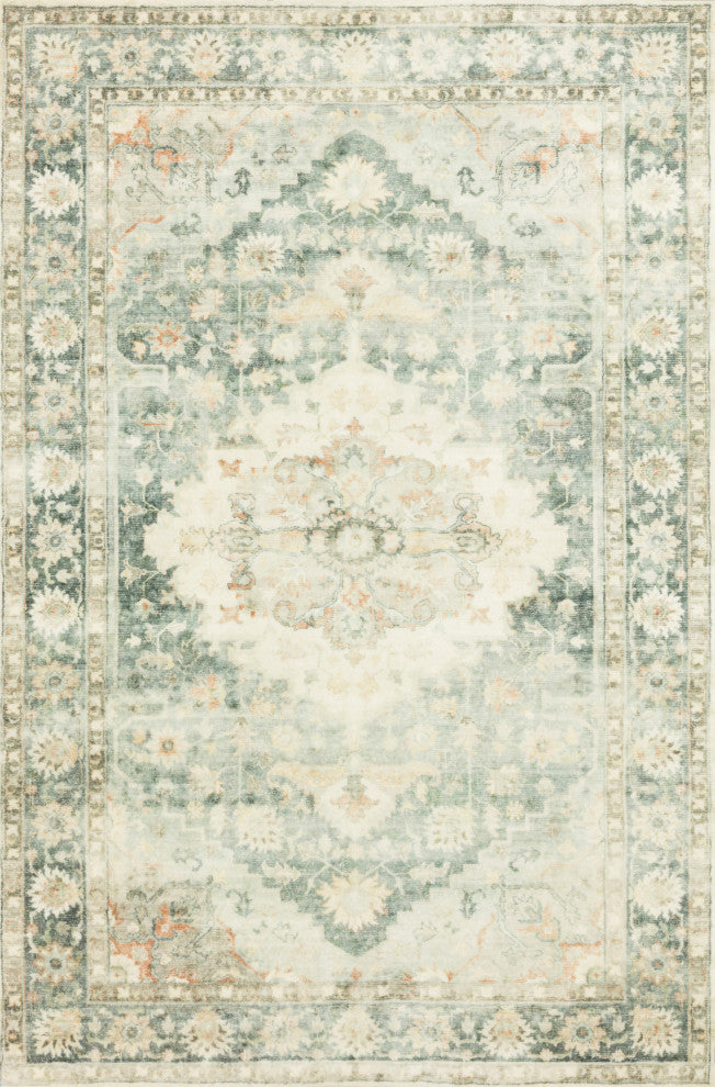 Loloi II Rosette Teal Ivory Plush Area Rug, 3'-3" X 5'-3"