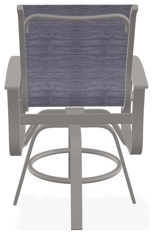 Belle Isle Sling Balcony Height Outdoor Swivel Chair, Brooks/Warm Gray