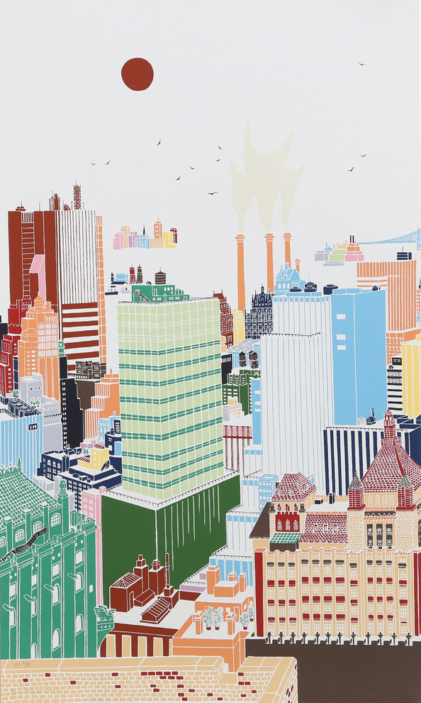 Mori Shizume "New York Skyline 2" Silkscreen