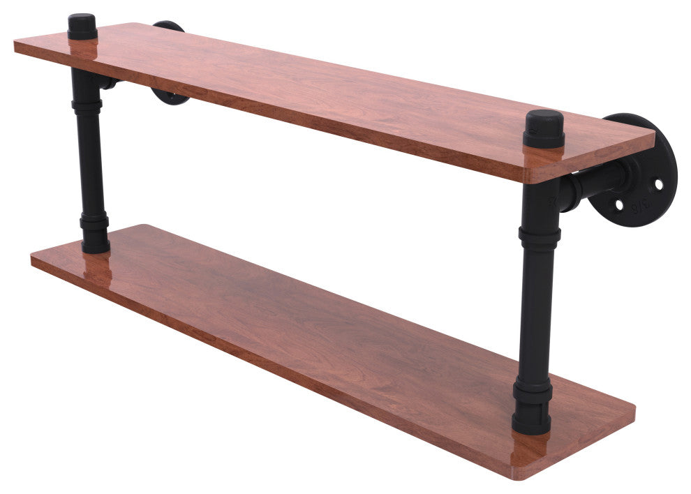Pipeline Ironwood Double Shelf, Matte Black, 22"