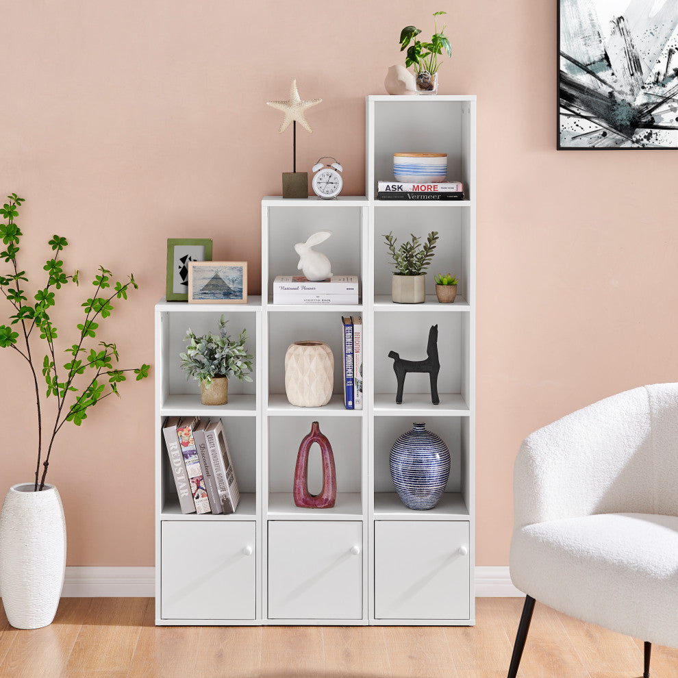 Marcel Cubes Modular Storage Organizer Cubby Cabinet Shelf, Set of 3, White
