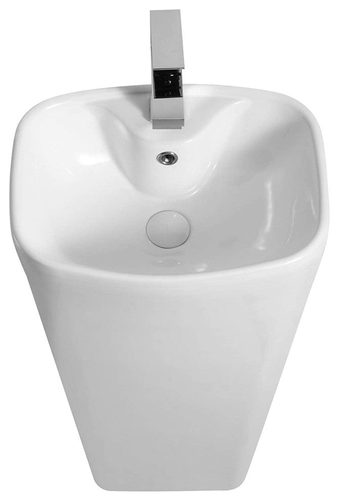 Elegant One-Piece Plainfield Pedestal Sink, Vitreous China, White