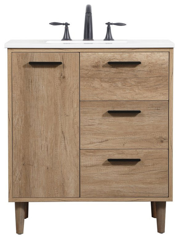 Bailey 19" Modern Natural Oak-Light Bathroom Vanity