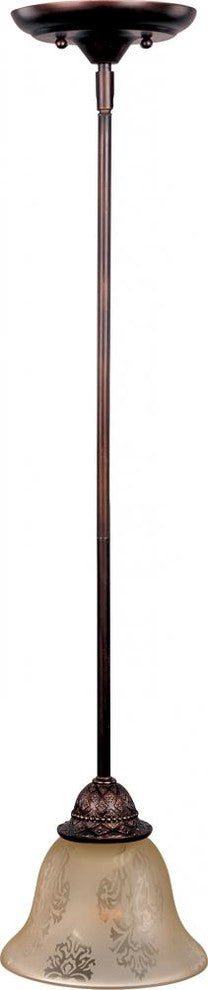 Maxim Symphony One Light Oil Rubbed Bronze Screen Amber Glass Down Mini Pendant